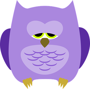 Purple Cartoon Owl Illustration PNG