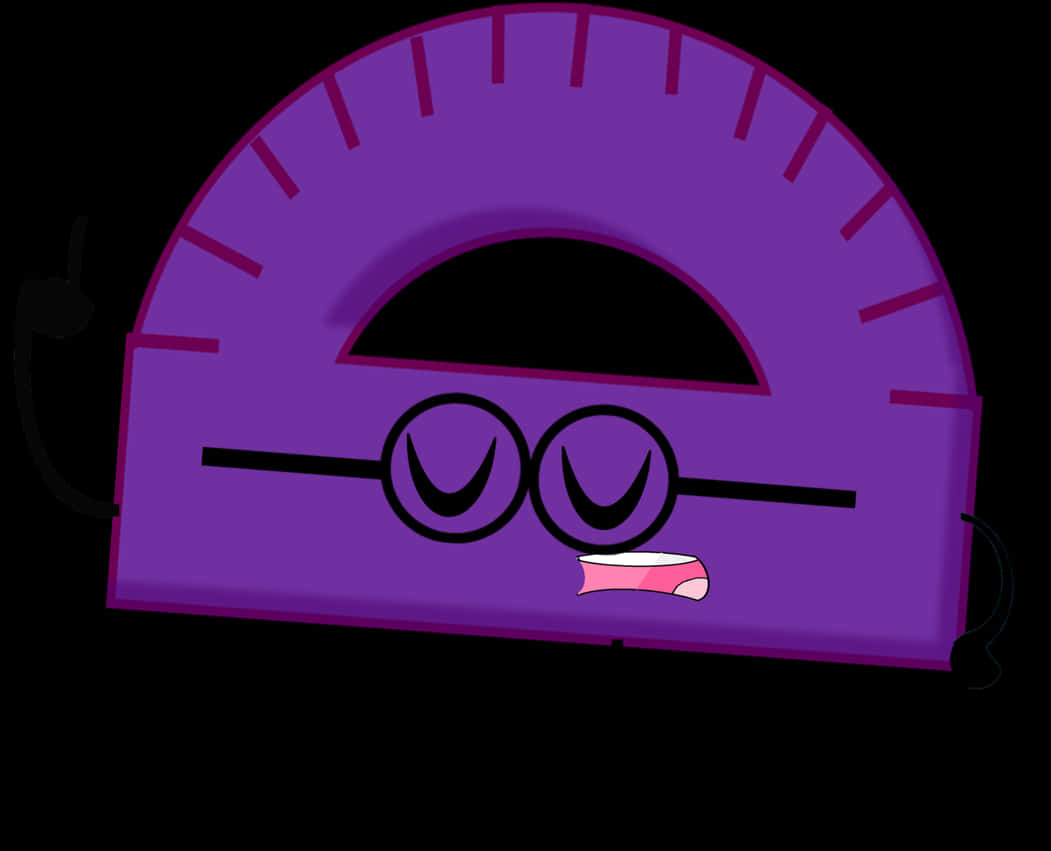 Purple Cartoon Protractor Character PNG