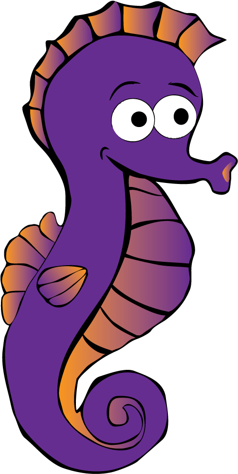 Purple Cartoon Seahorse PNG