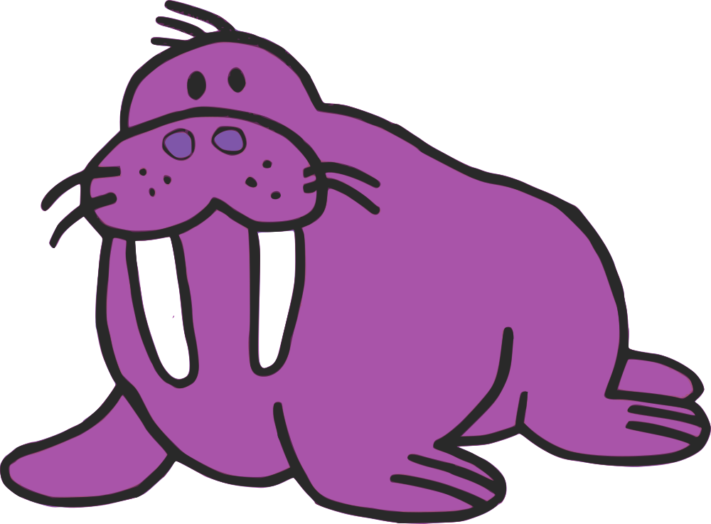Purple Cartoon Walrus PNG