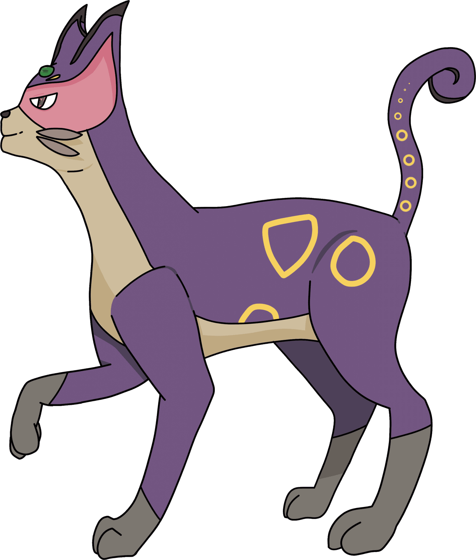Purple Cat Creature Illustration PNG