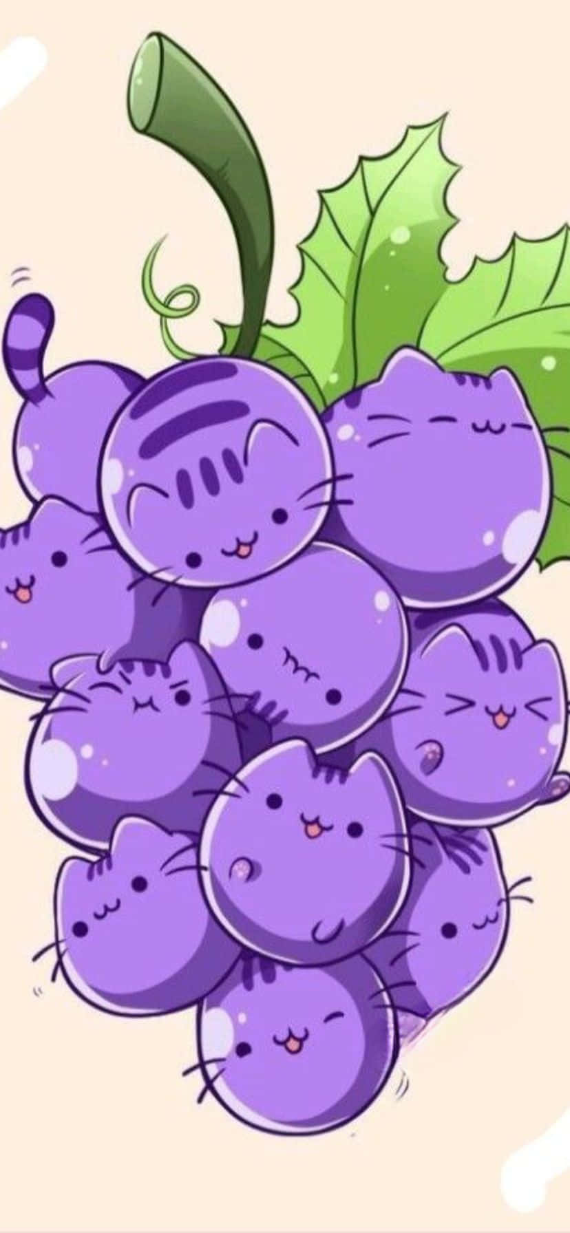 Purple Cat Grapes Cartoon Wallpaper
