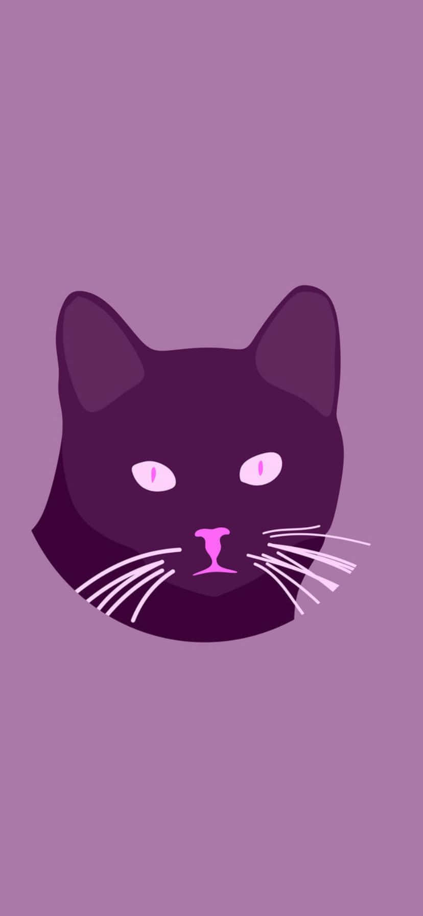 Purple Cat Illustration Wallpaper