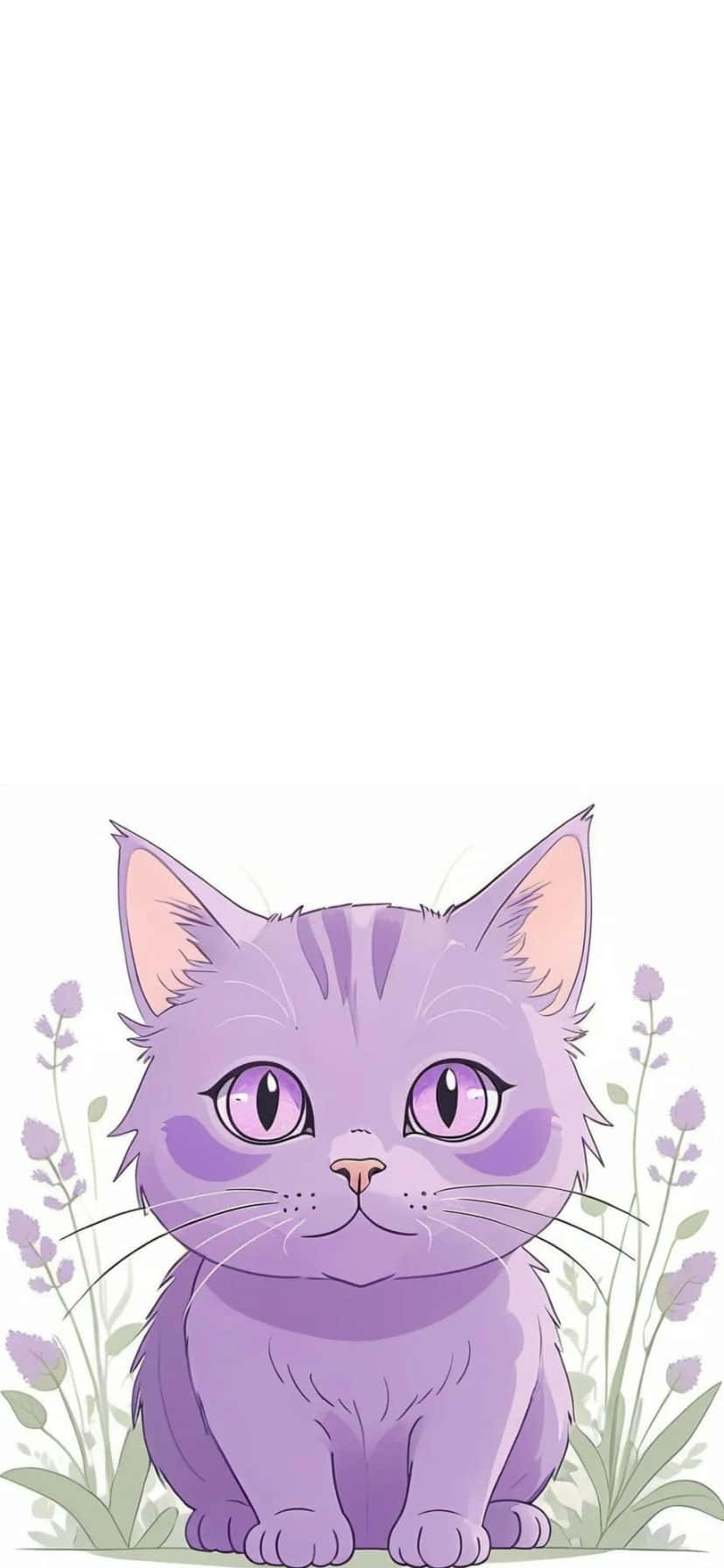 Purple Cat Illustration Wallpaper