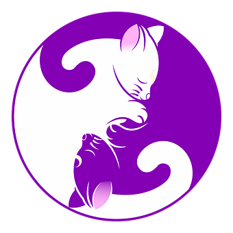 Purple Cat Silhouette Circle PNG