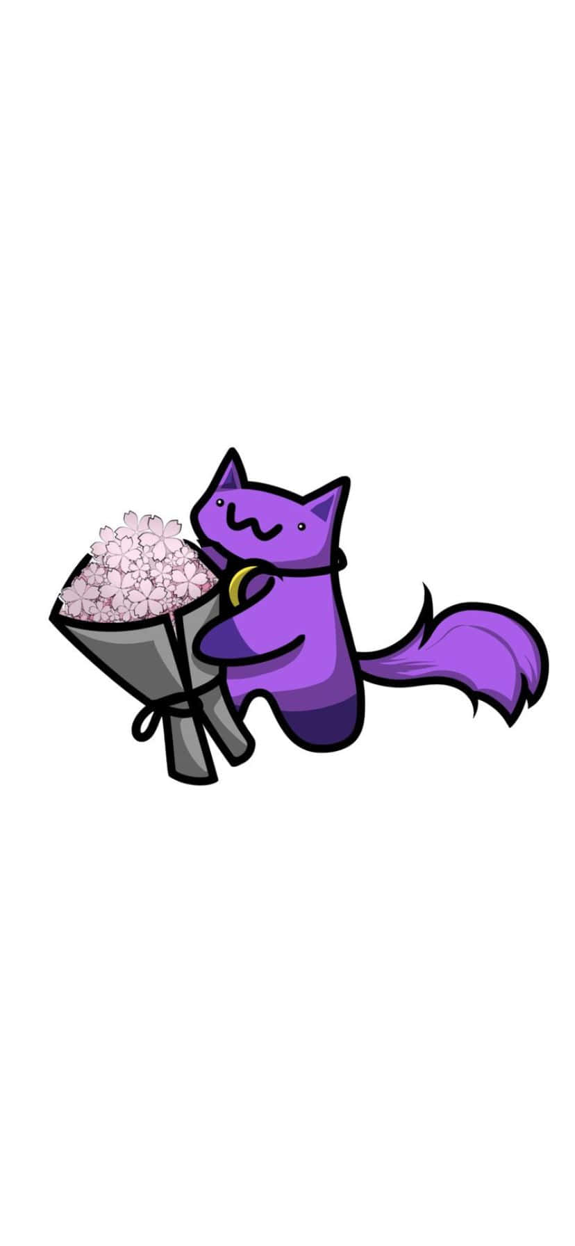 Purple Catwith Flowers Wallpaper