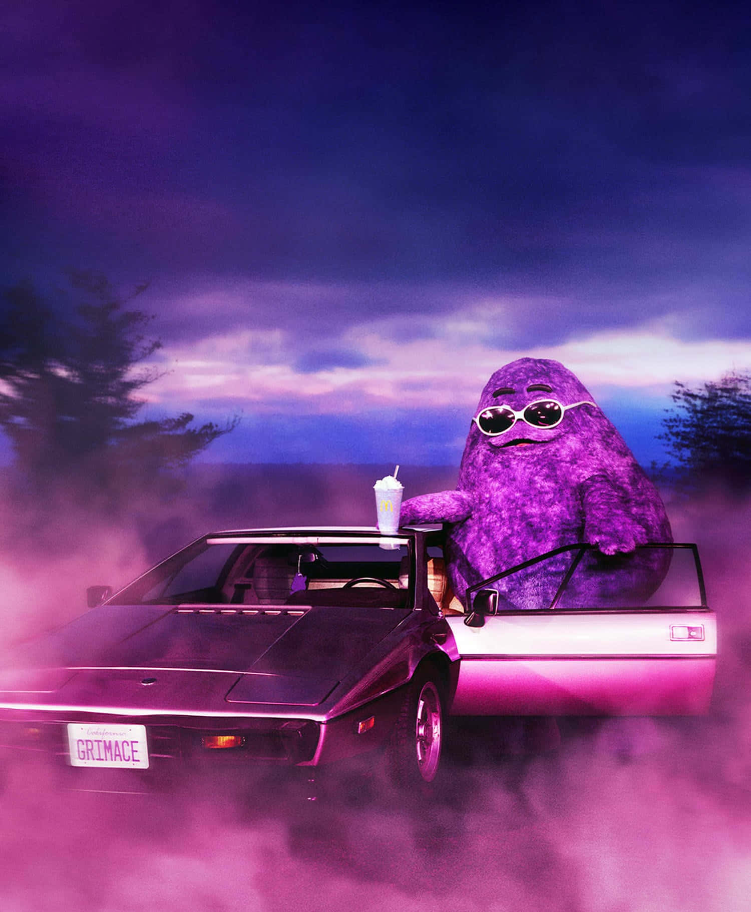 Purple Character Retro Car Scene.jpg Wallpaper