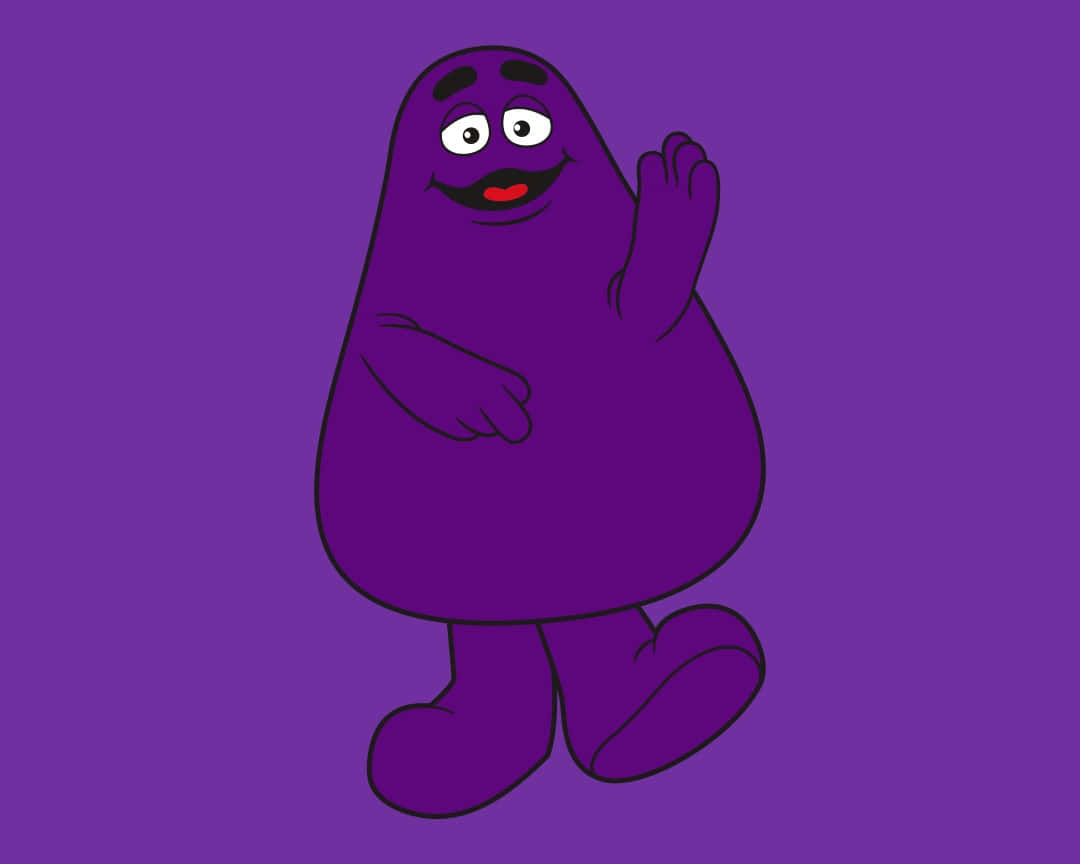 Purple Character Waving Friendly Wallpaper