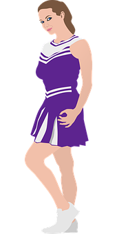 Purple Cheerleader Vector Illustration PNG