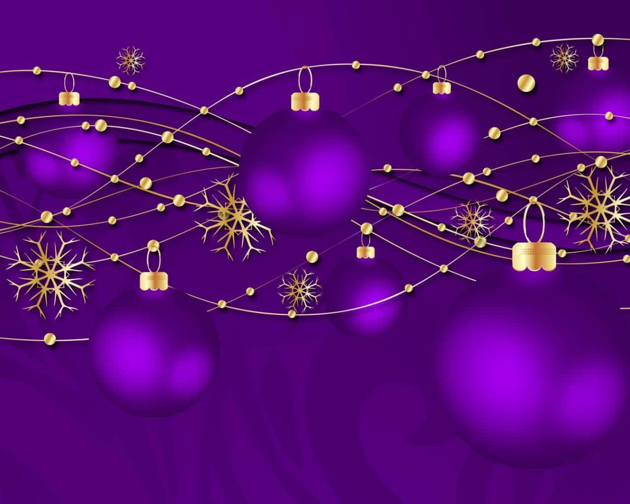 Purple Christmas Background with Sparkling Ornaments