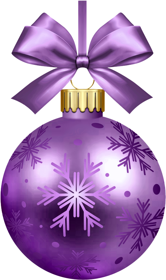 Purple Christmas Ornamentwith Snowflakesand Bow PNG