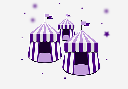 Purple Circus Tents Illustration PNG
