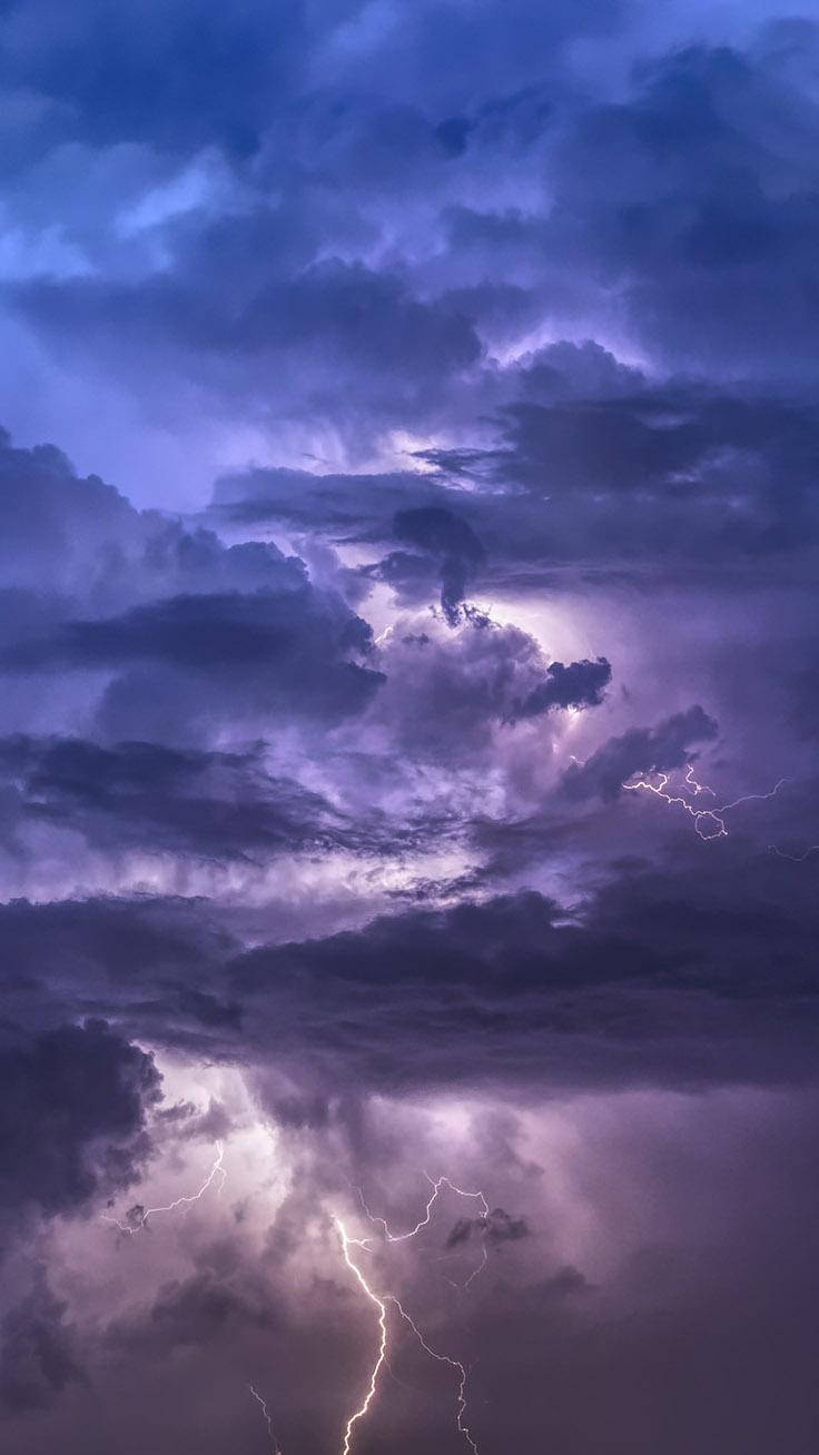 Lightning Purple Clouds Wallpaper