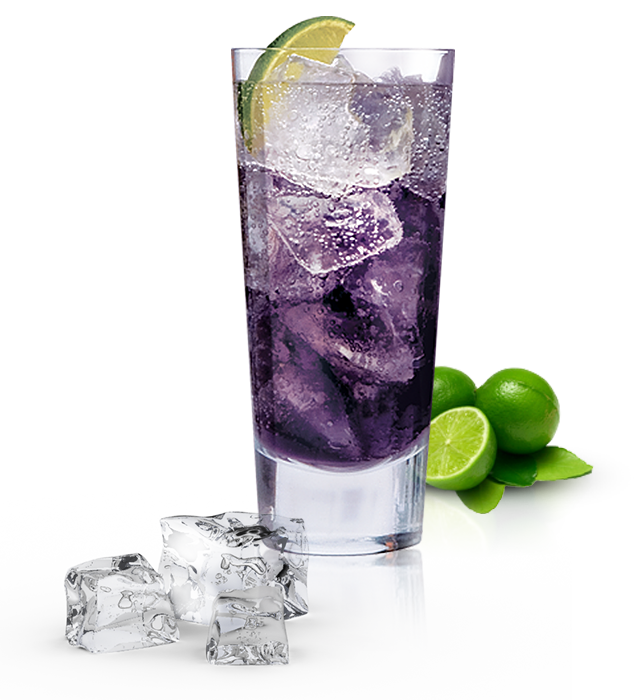 Purple Cocktailwith Lime Garnish PNG