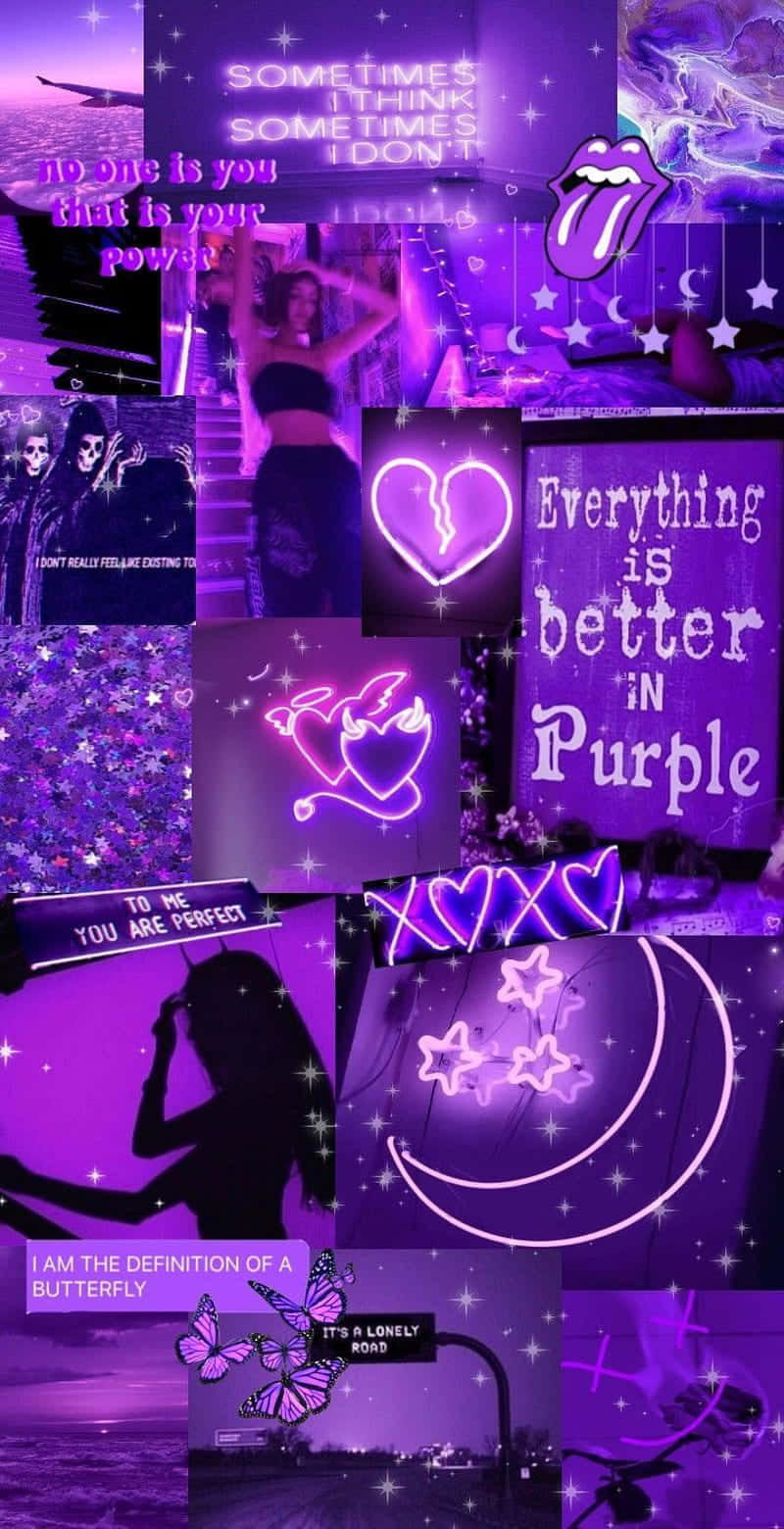 Cool Neon Purple Collage Wallpaper