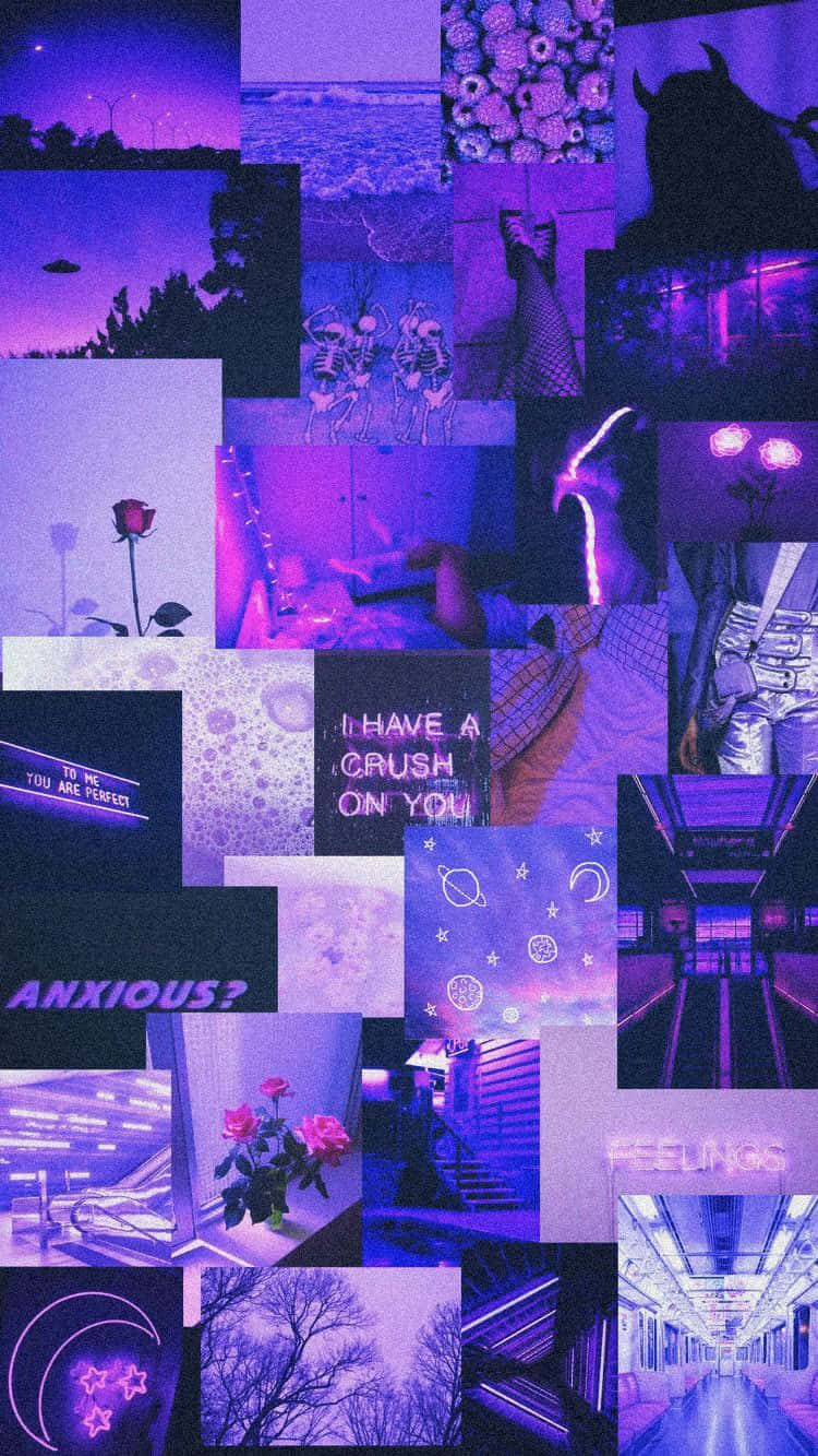 Retro Aesthetic Purple Collage Wallpaper