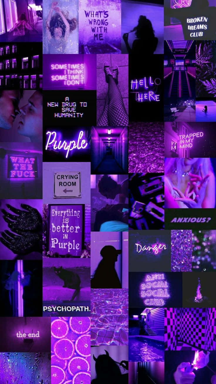 Emo Neon Lights Purple Collage Wallpaper