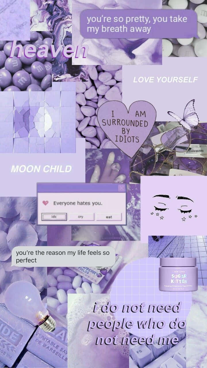 Motivational Purple Collage Wallpaper