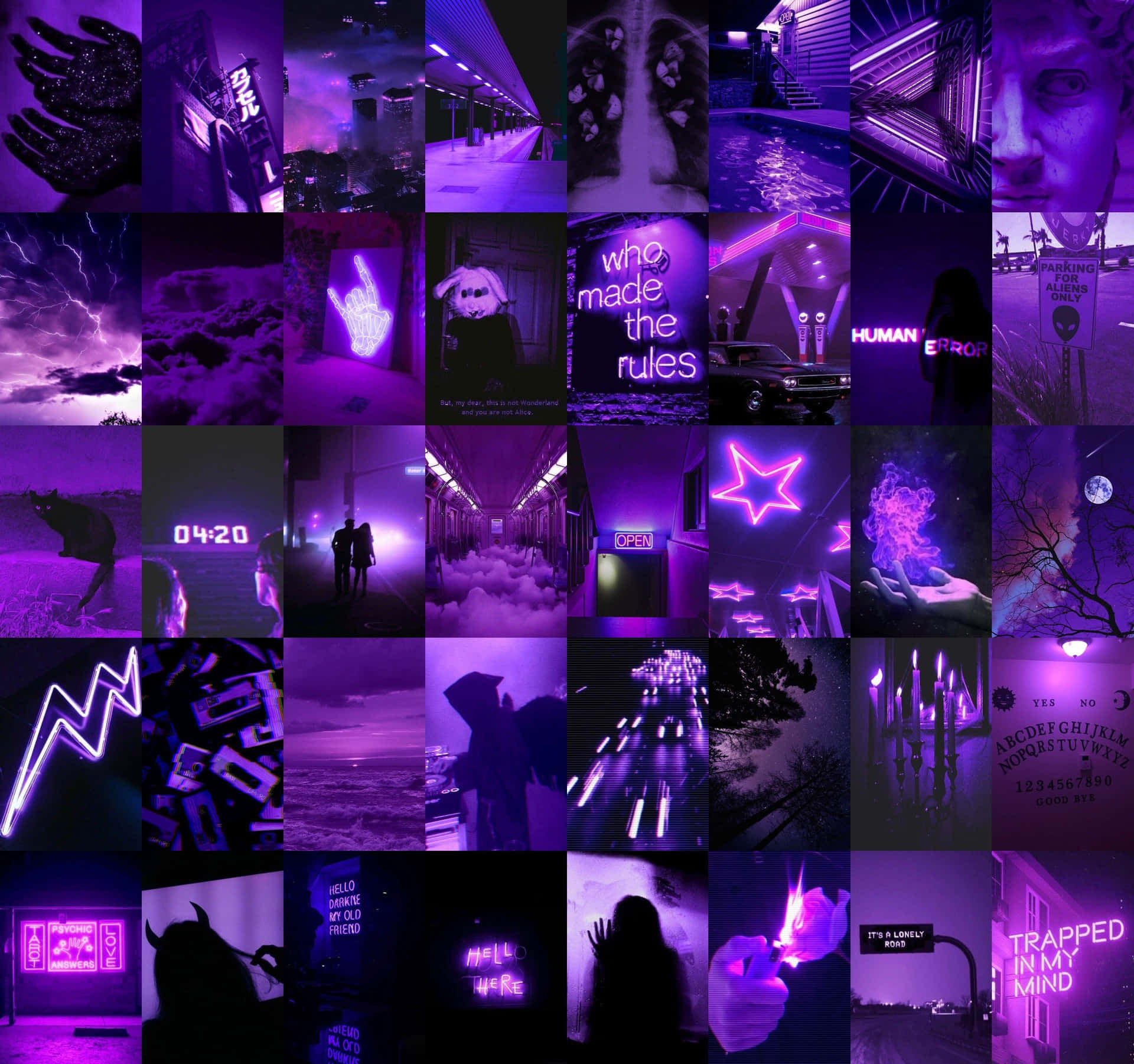 Collageprofundo De Púrpura Neón Fondo de pantalla