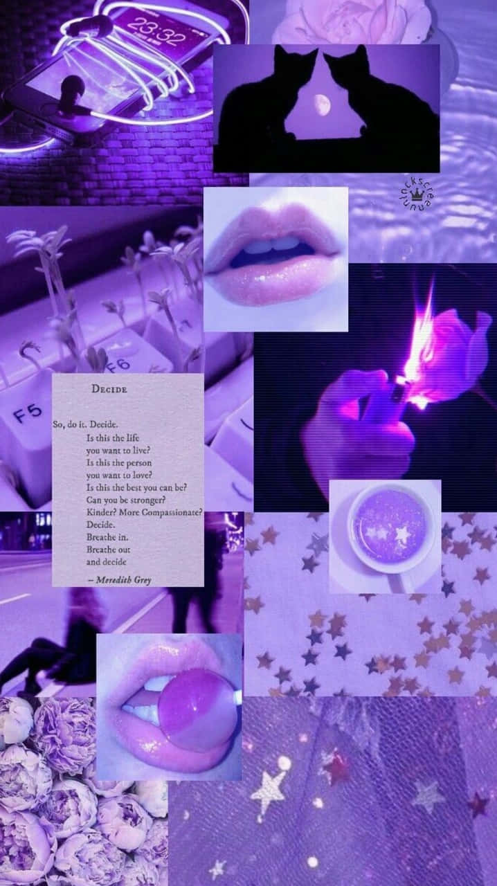 Purple Collage With Poem Wallpaper
