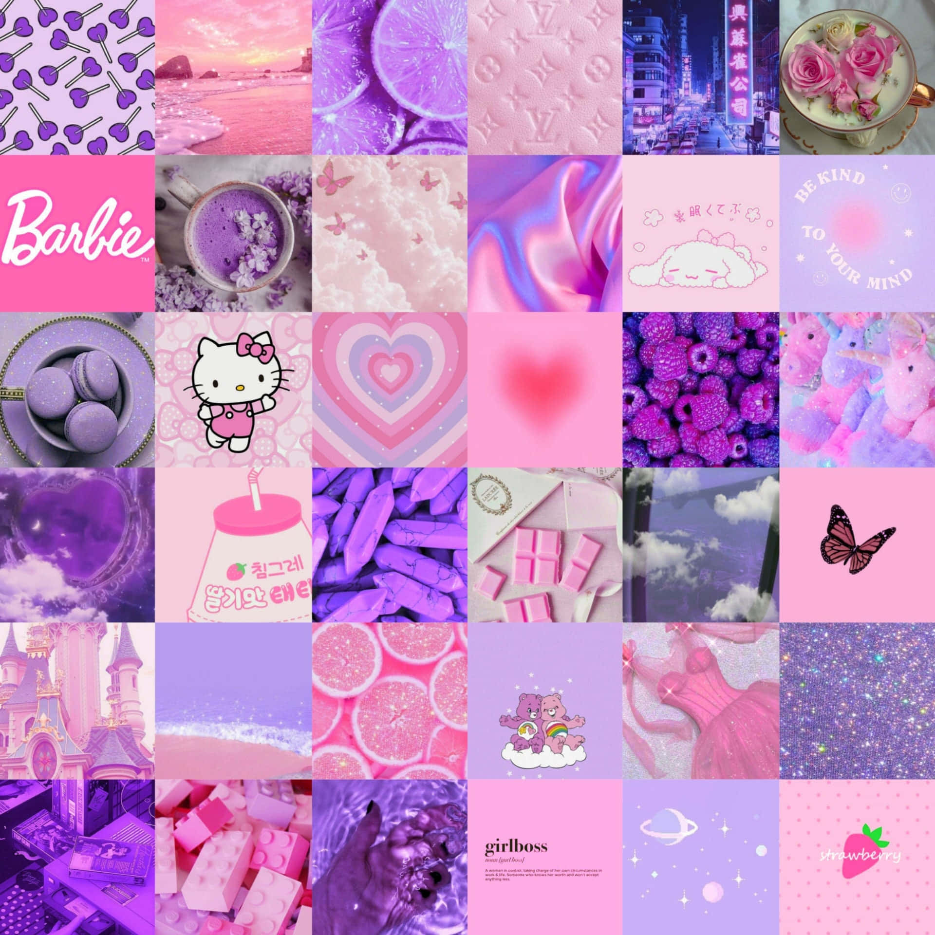Pink And Purple Collage Wallpaper