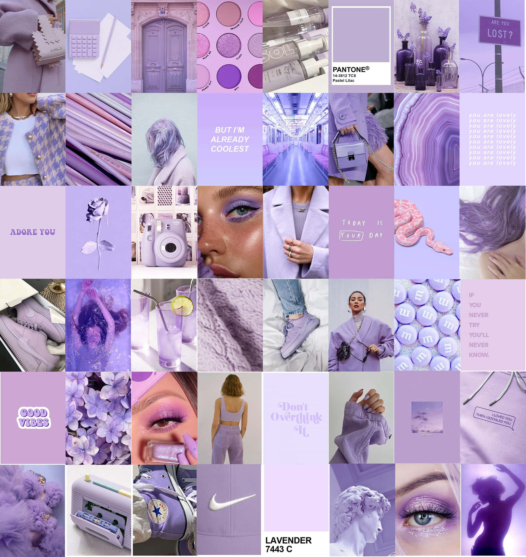 Estéticafemenina Púrpura De Collage. Fondo de pantalla