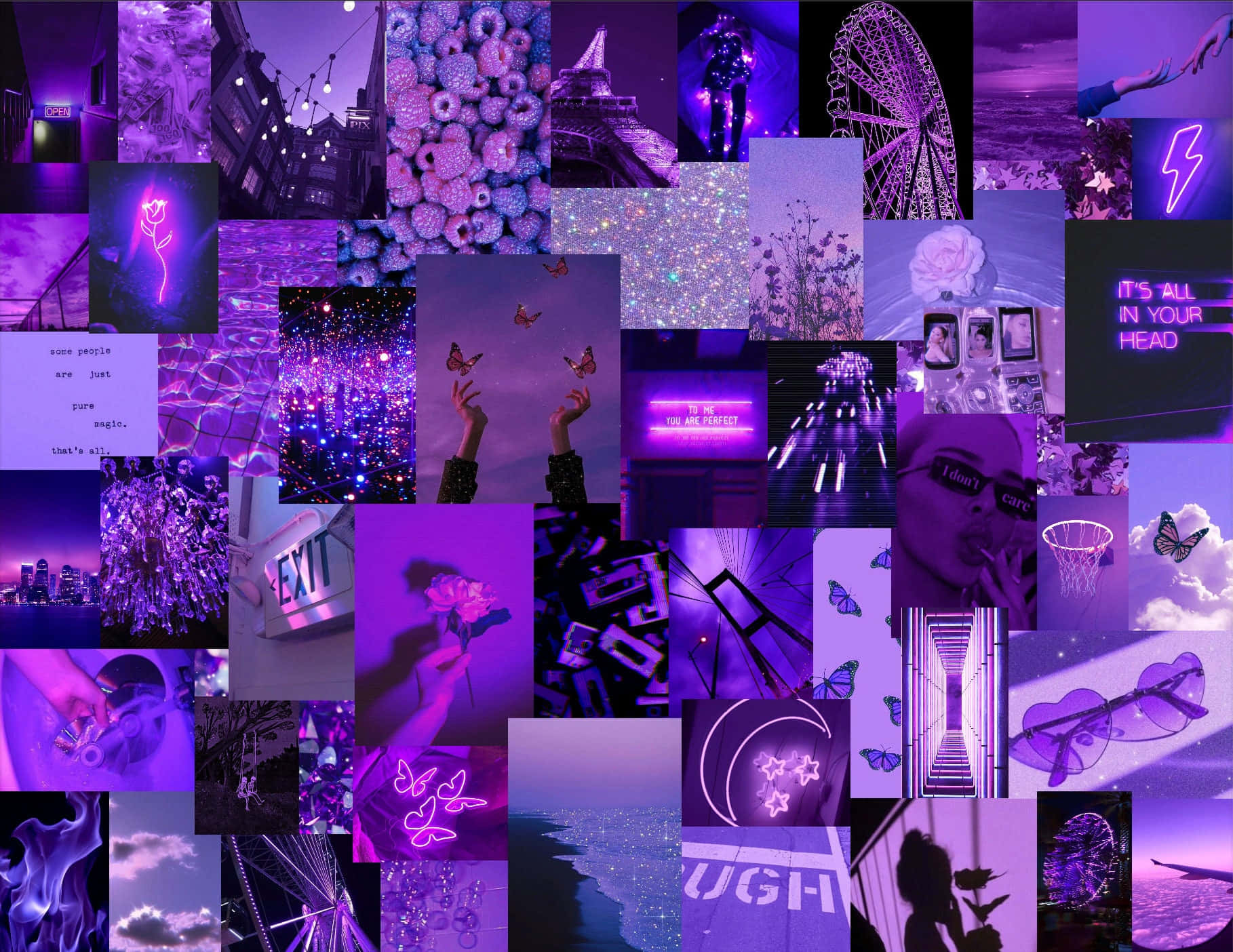 Estadode Ánimo Femenino: Collage Púrpura Fondo de pantalla