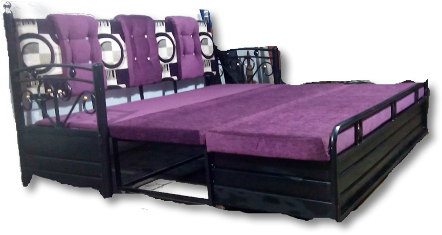 Purple Convertible Sofa Bed With Storage PNG