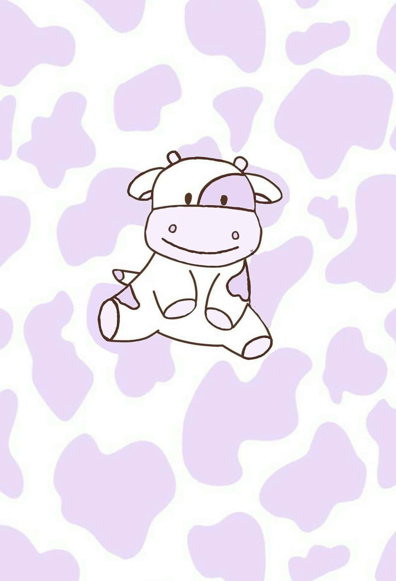 Purple Cow Illustrationon Patterned Background Wallpaper