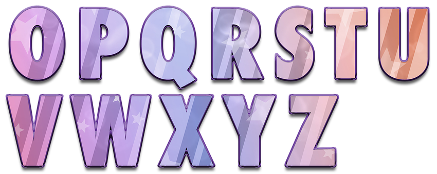 Purple Crystal Alphabet Letters O Pto Z Z PNG