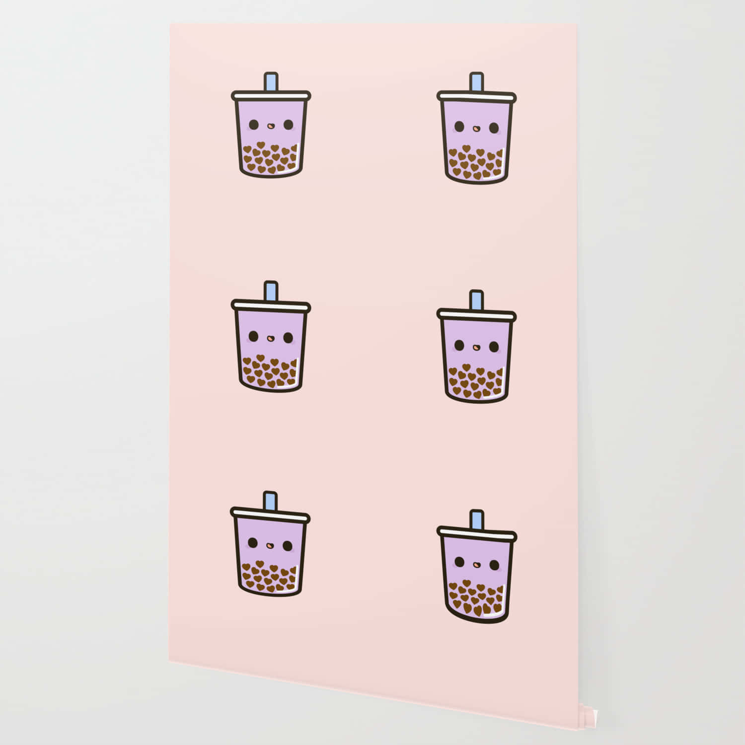 Purple Cute Boba In Pattern Wallpaper