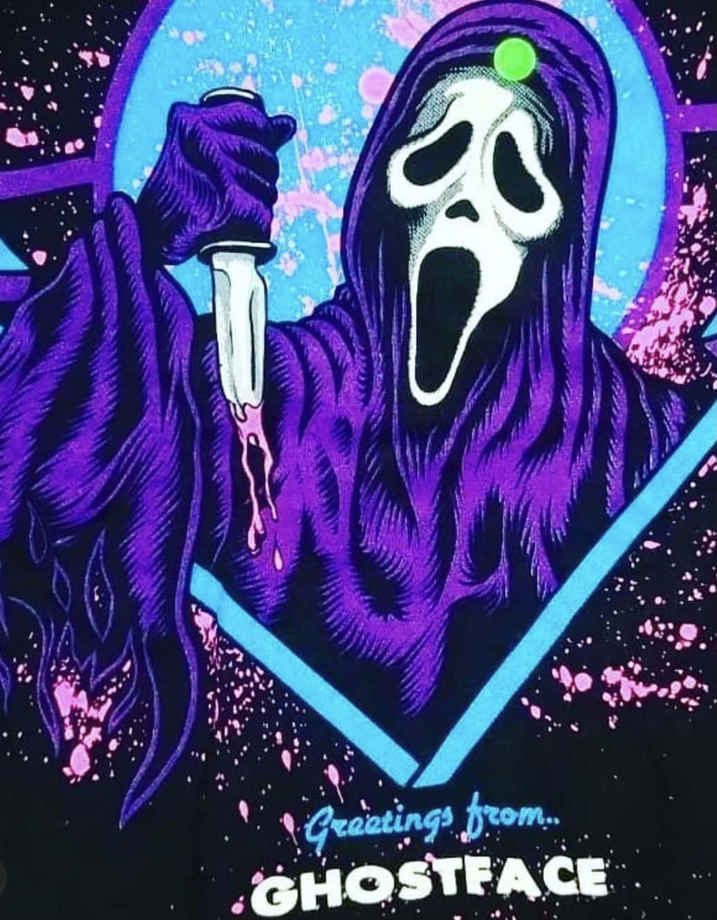 Purple Cute Ghostface With Knife Wallpaper