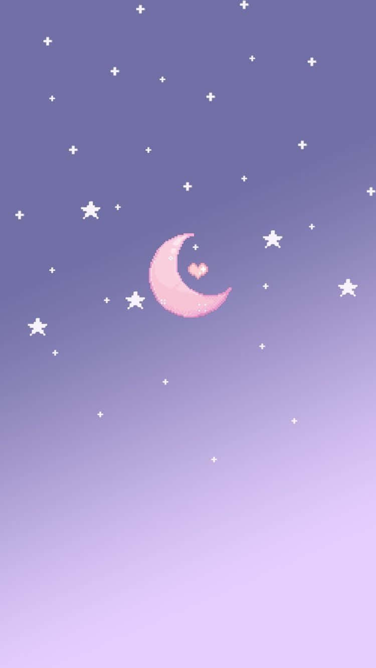 Purple Cute Stars Pixel Art Wallpaper