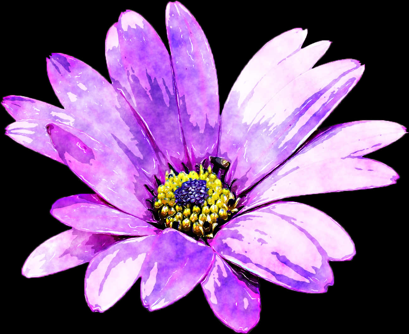 Purple Daisy Artistic Floral Display.jpg PNG