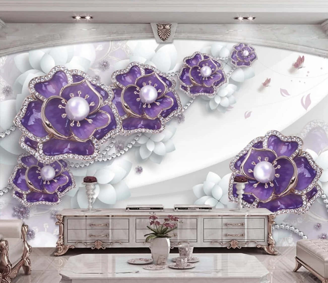 Decoraciónpúrpura Elegante Y Lujosa Para Un Hogar Contemporáneo. Fondo de pantalla