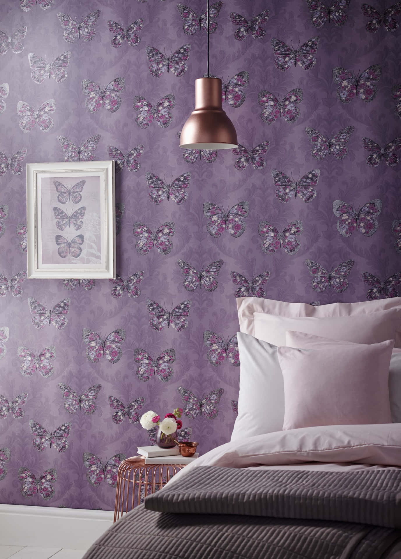 Elegant Room with Purple Decor Wallpaper