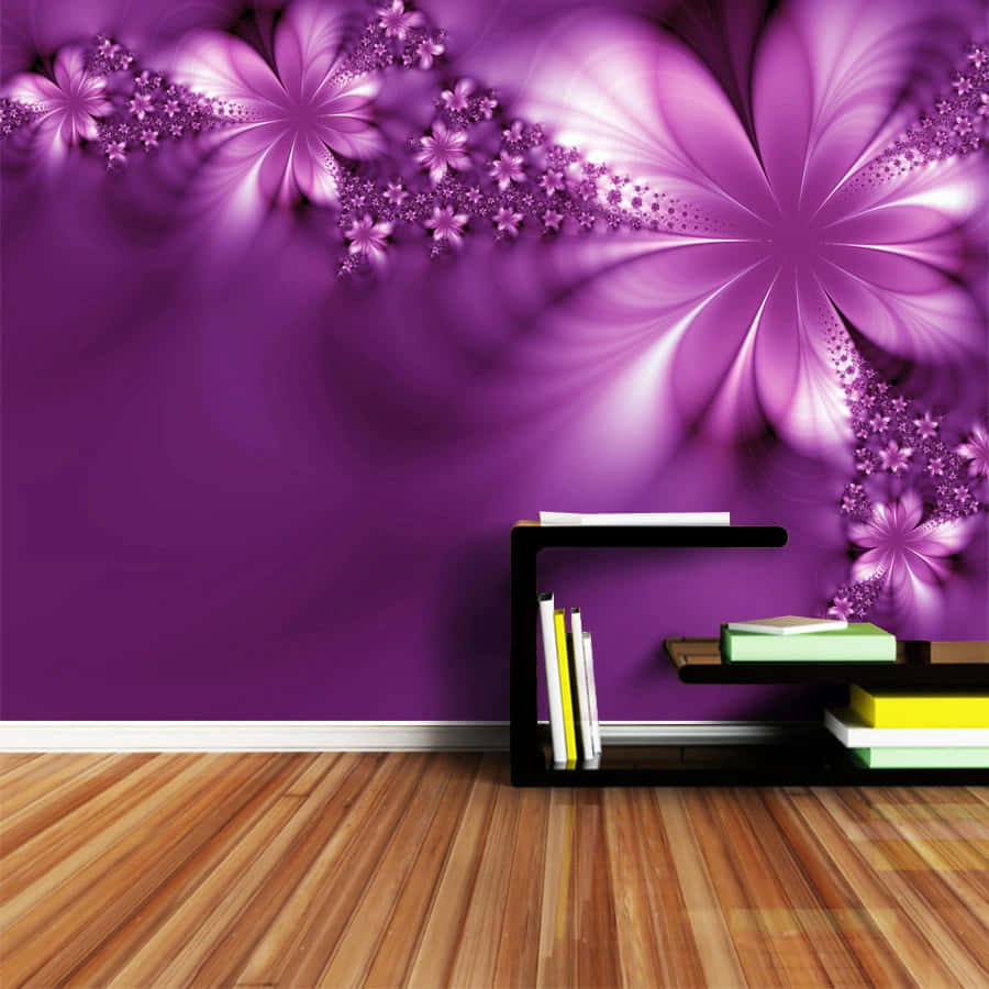Laura's living room makeover featuring purple decor Wallpaper