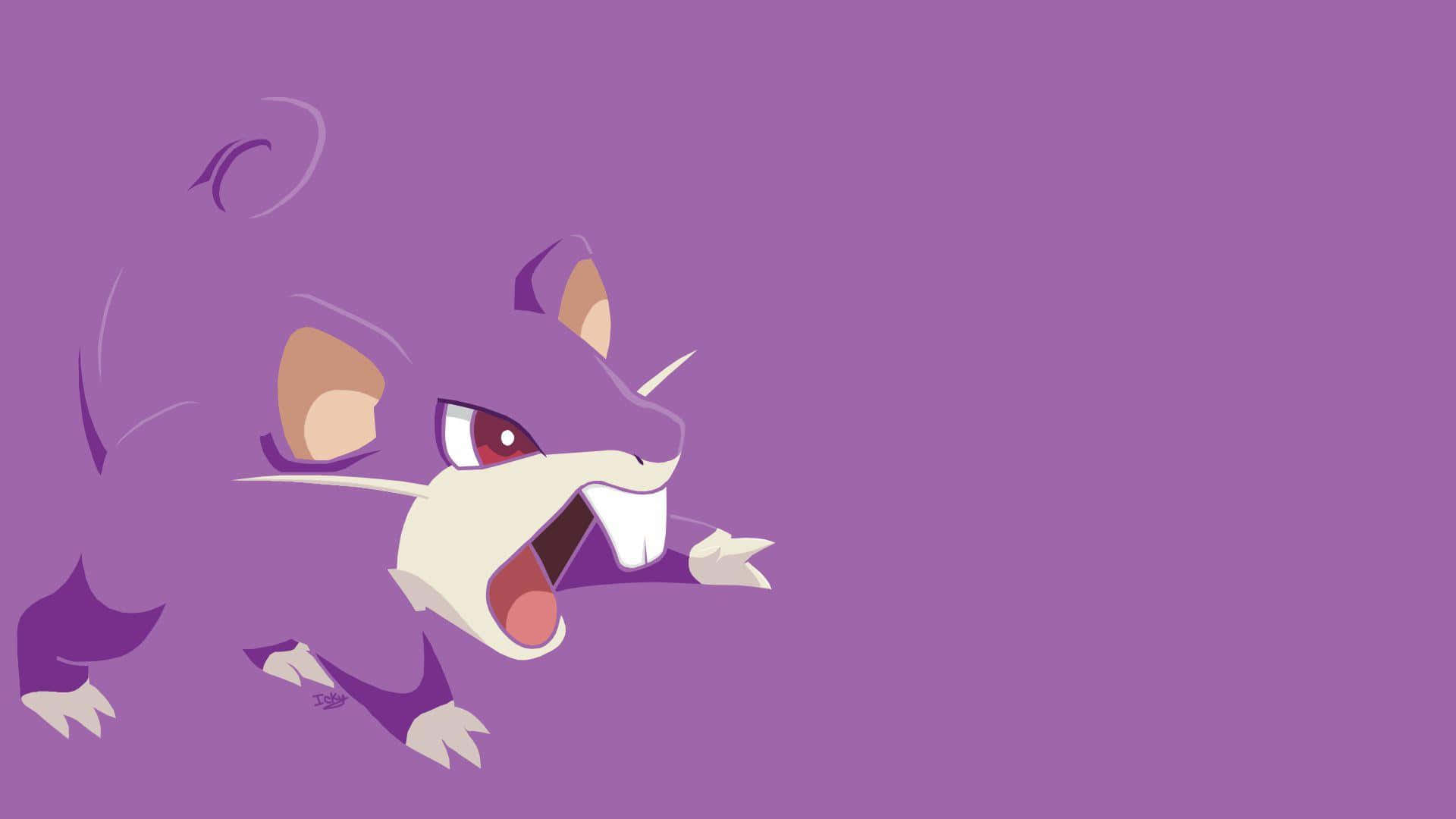Purple Desktop Wallpaper Of Pokemon Rattata Showing Its Front Tooth Wallpaper