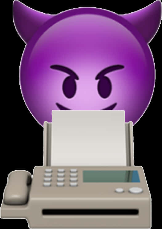 Purple Devil Emoji Fax Machine PNG