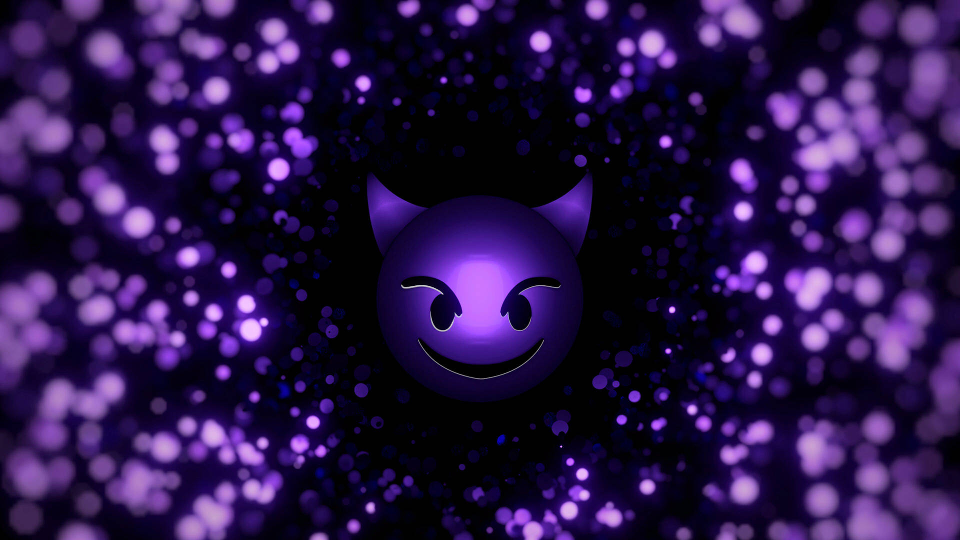 Purple Devil Emoji Smile Wallpaper