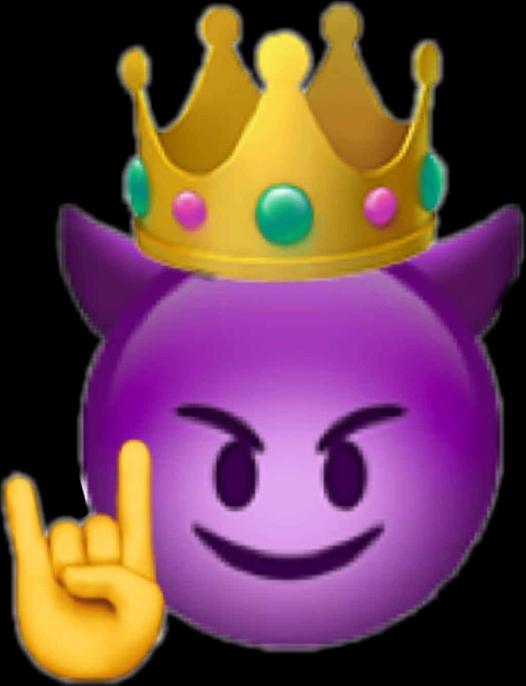 Purple Devil Emoji Wearing Crown PNG