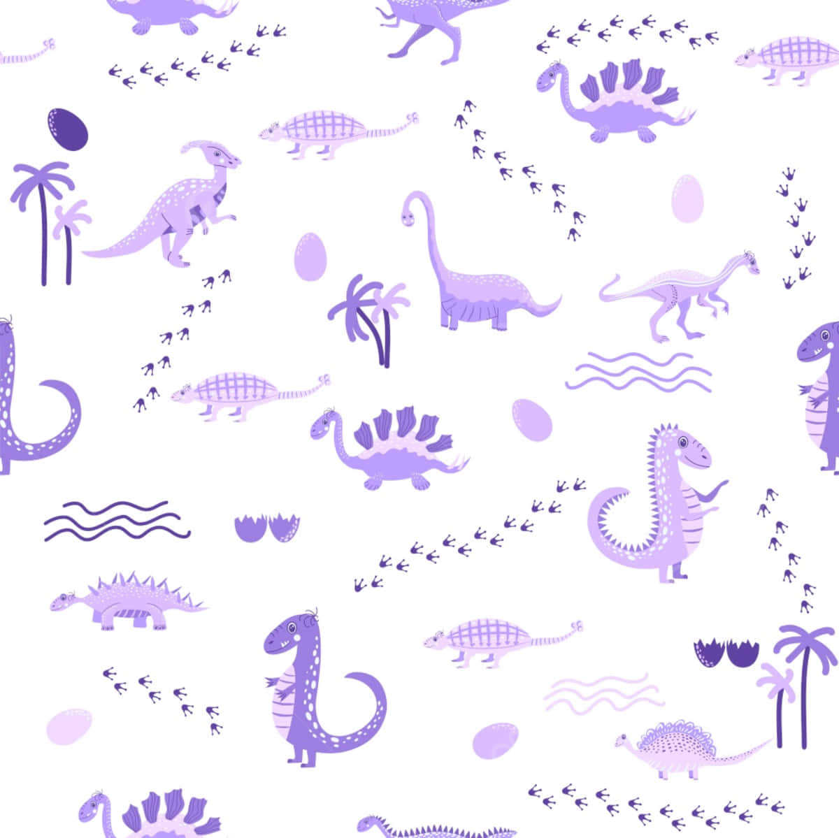 Purple Dinosaur Pattern Wallpaper