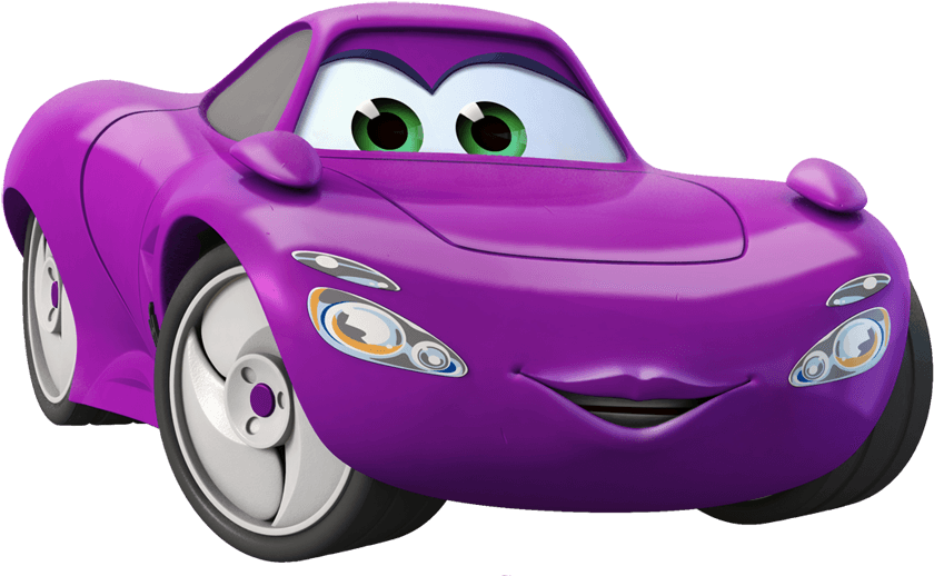 Purple Disney Car Character Smiling PNG