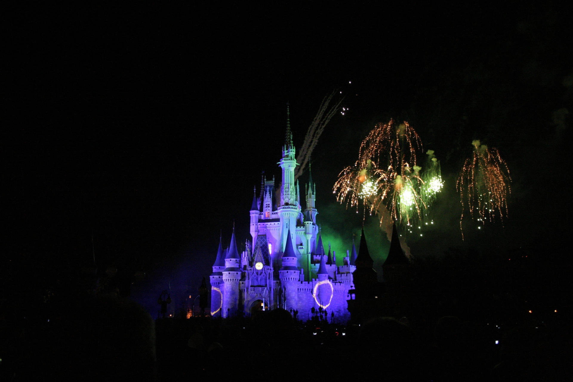 Purple Disney Castle Fireworks Wallpaper