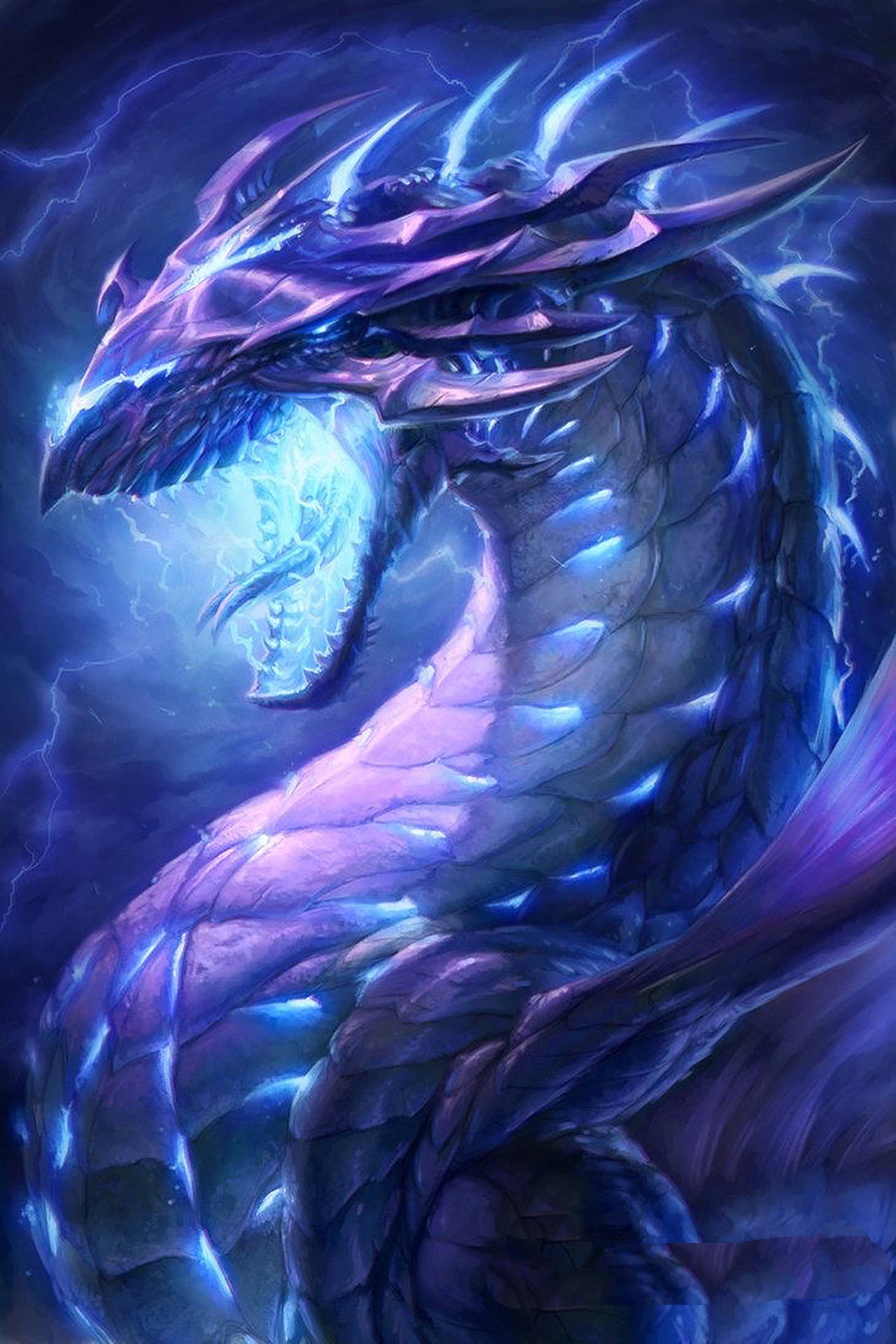 Purple Dragon And Lightning Wallpaper