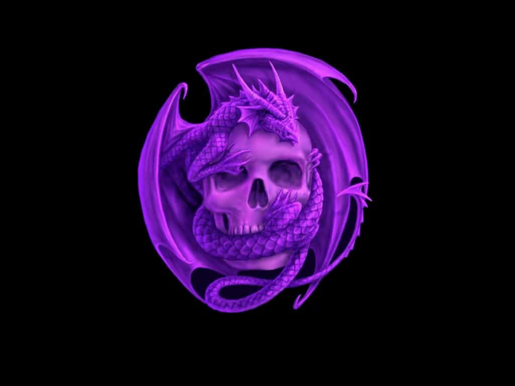 Purple Dragon And A Skull Wallpaper