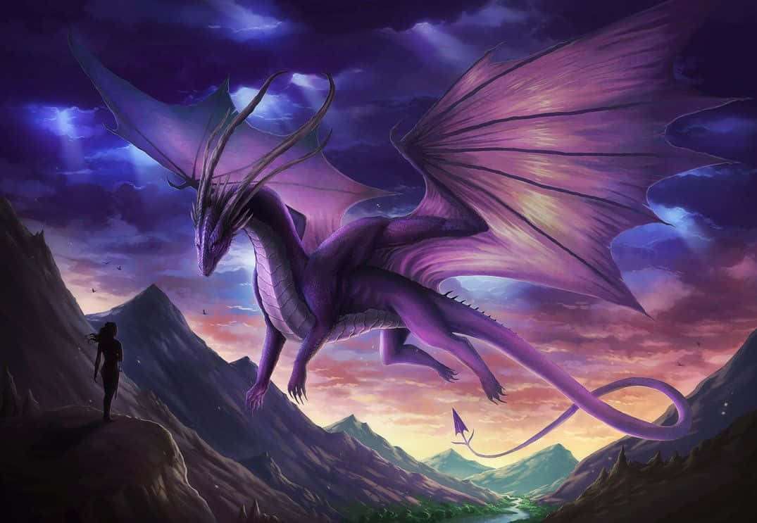 Purple Dragon And Hils Wallpaper