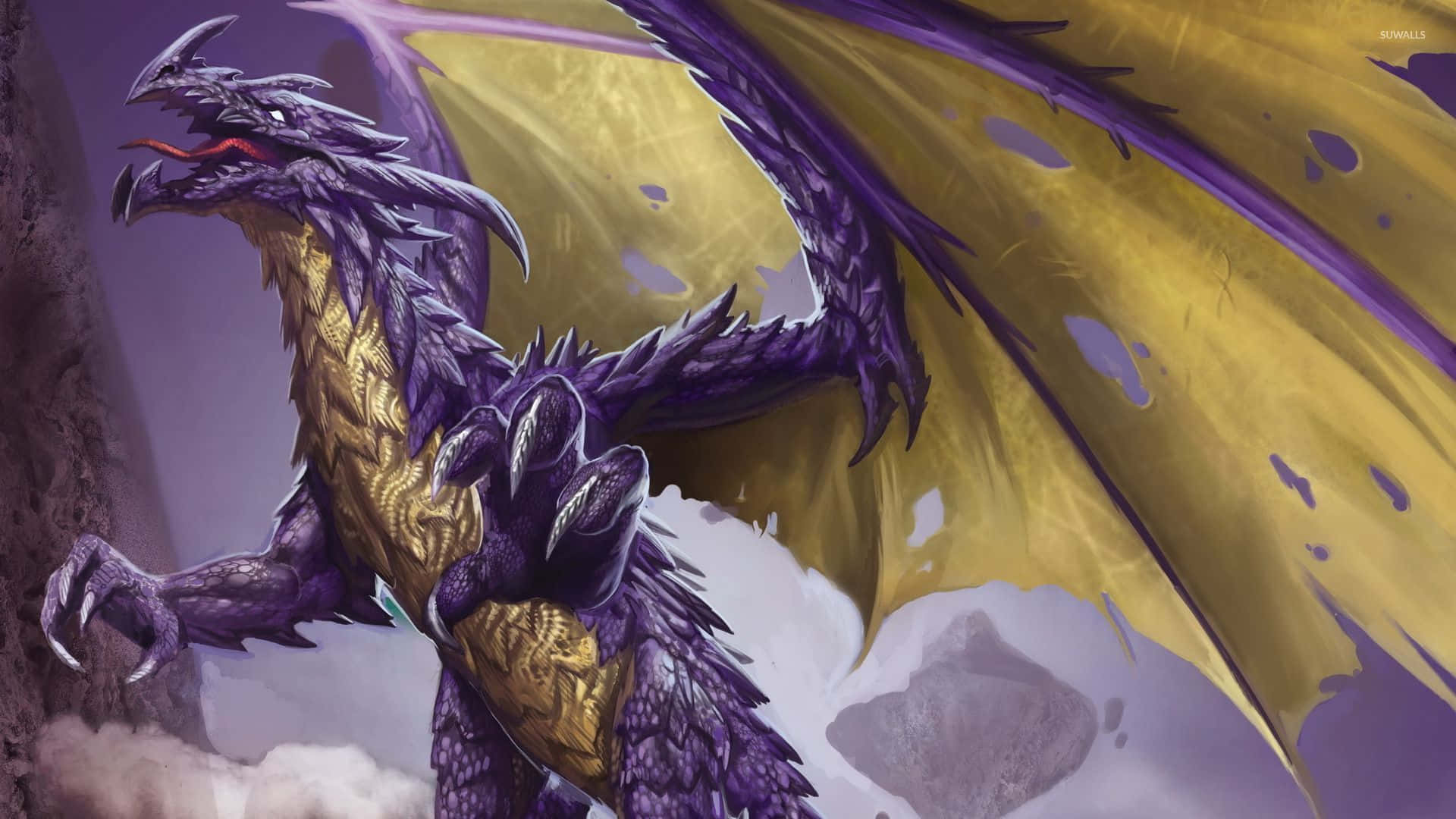 Purple Dragon With Torn Wing Wallpaper