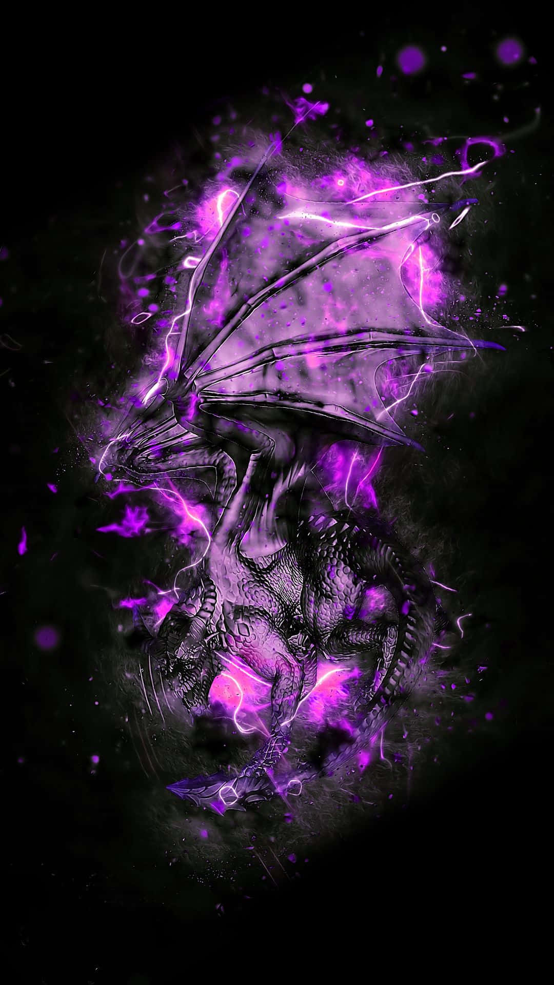 Glowing Power In Purple Dragon Wallpaper