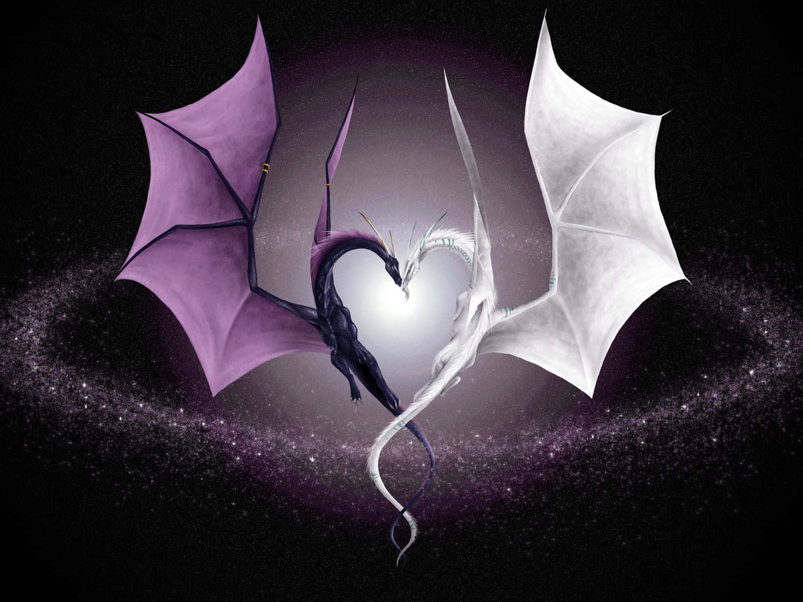White And Purple Dragon Heart Form Wallpaper
